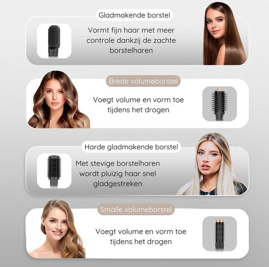 Sansbeauté® 8-in-1 Airstyler met Diffuser - Hairwrap - Multistyler - Fohnborstel Kort Haar - Dupe - Haarstyler - Haardroger - Warmteborstel - Krulborstel - Krultang - Stijlborstel - Coldshot