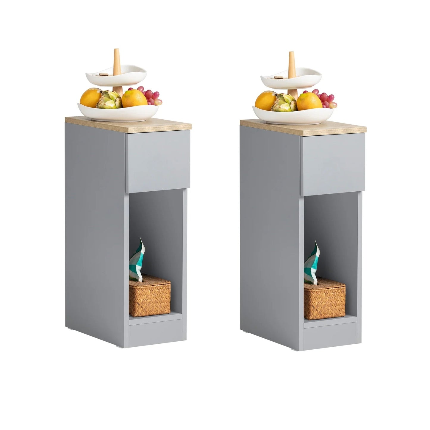 SoBuy Nachtkastjes - Bijzetkastjes - 1 uitschuifbare lade -Max. 20KG - 20 x 35 x 60 cm - Grijs