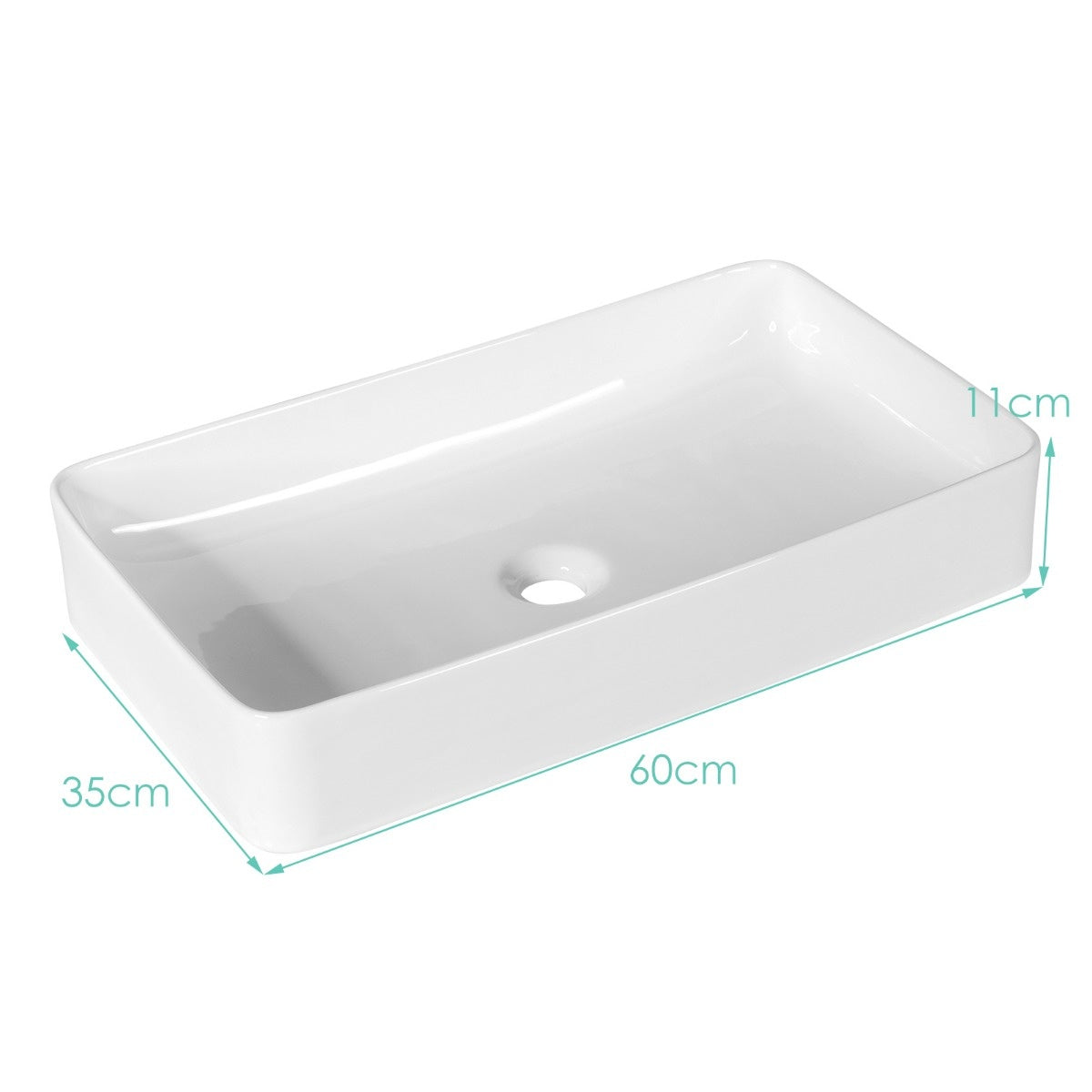 Coast Wastafel Keramiek met Afvoer - 60 x 35 x 11 cm - Wit