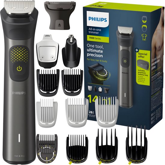 Philips Series 7000 MG7940/75 - All-in-One Trimmer - 15-in-1 - Gezicht, Haar & Lichaam - Zilver
