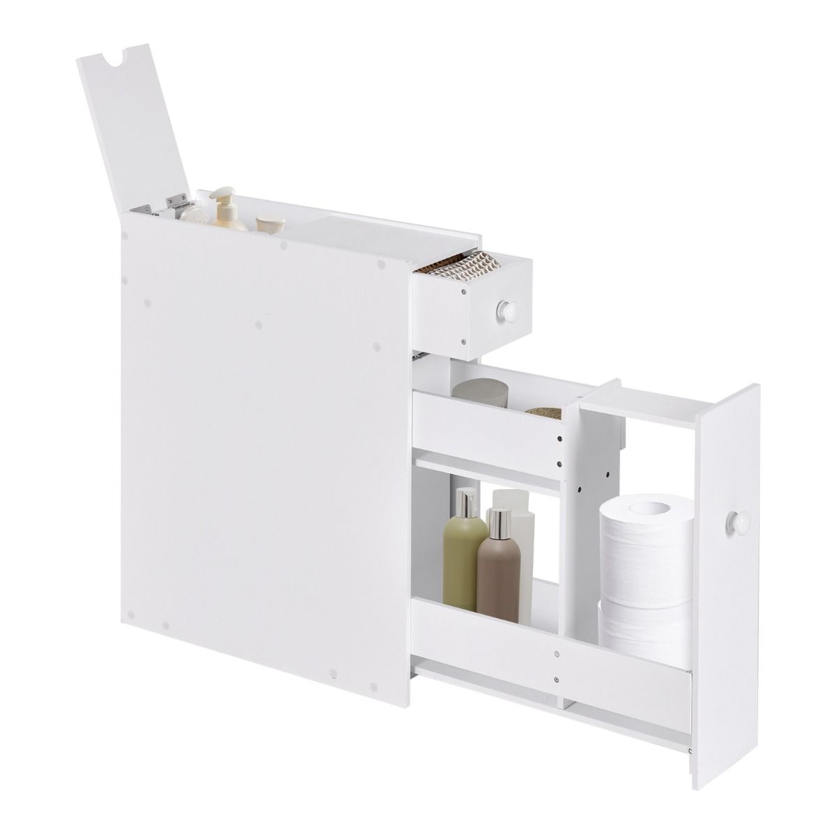 Coast Badkamerkast Ruimtebesparend - Met Schuiflade - 48 x 16 x 58 cm - Wit