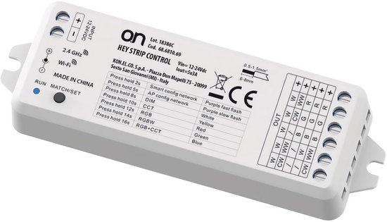 HeySmart WiFi LED strip controller, enkele kleur, RGB, RGBW, CCT, voor 12 24 V LED strips, app bediening, spraakbesturing Alexa, Google Home, RF afstandsbediening, timers, geheugenfunctie 4 zones