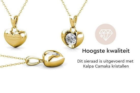 Yolora Dames Ketting met Hanger Hartje - Kalpa Camaka Kristal - Goudkleurig - 18K Geelgoud Verguld - Vrouwen Collier Goud - Sieraden - Halsketting - Luxe Giftbox - Cadeau doos - Geschenkdoos - Mooie Cadeauverpakking - Exclusieve Geschenkverpakking