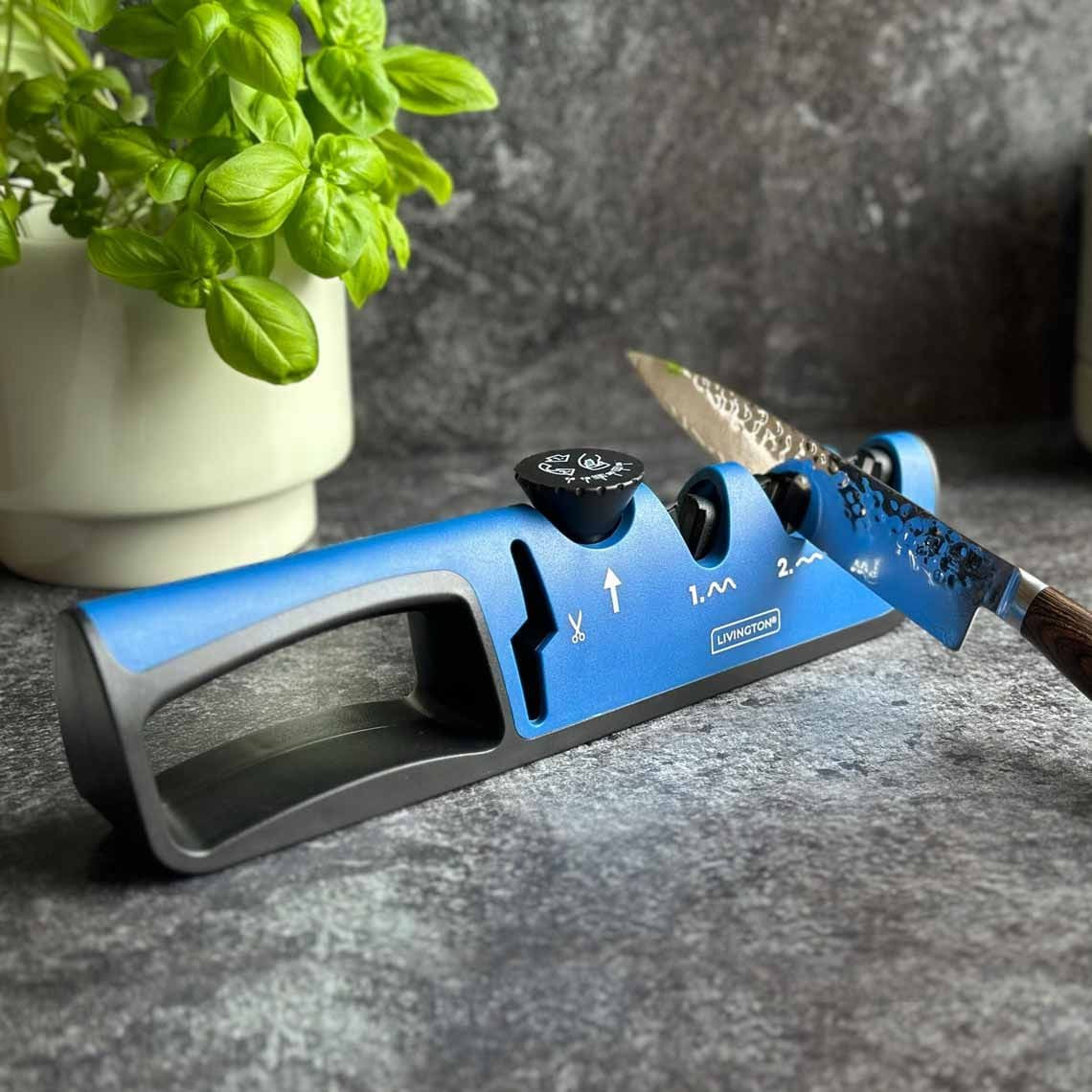 Livington BladeStar 3-in-1 Messenslijper - Instelbare Slijphoek - Drie Fasen Systeem - Voor Messen en Scharen