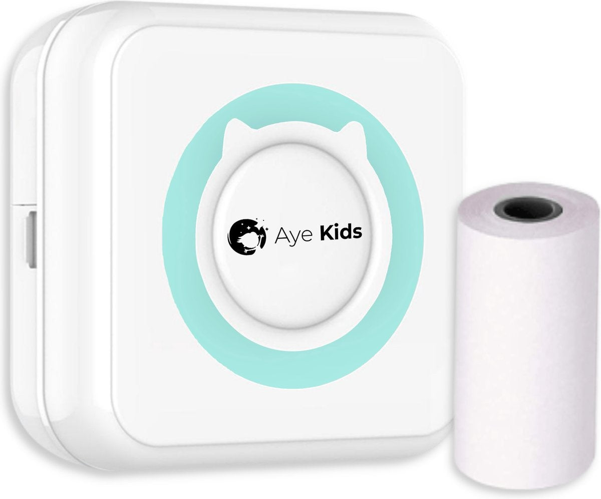 AyeKids Fotoprinter voor Smartphone met Wifi & Bluetooth - Incl. 1 Rol Fotopapier - Draadloze Mini Printer - Wifi Printer - Mobiele Fotoprinter Draadloos - Pocket Printer - Blauw