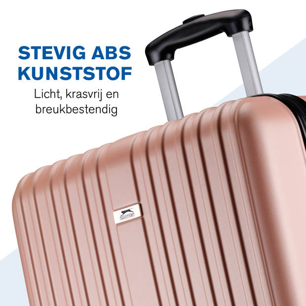 Slazenger Kofferset – 2-Delig: 26L & 71L – 63 x 43 x 26 cm + 43 x 30 x 20 cm – Rosé