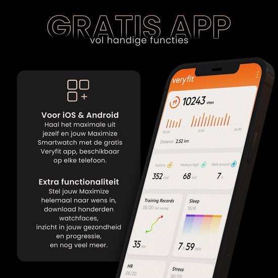 Maoo Maximize Smartwatch – Belfunctie - Hartslagmeter - Stappenteller - Multisport – Android & iOS – Roze