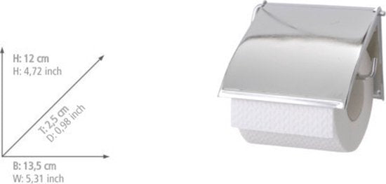 WENKO Toiletrolhouder Cover met klep chroom - WC rolhouder - Toiletpapierhouder