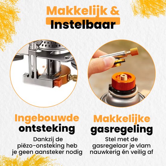 Ever Trex Gasbrander - Camping kooktoestel - Propaan - Butaan - 3500W - Op Gas - 1 Pits - Nood - Noodpakket - Campinggas - Gasvuur