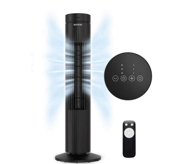 Auronic Torenventilator - Met Afstandsbediening en Timer - Ventilator - 60° Oscillatie - 76 cm - Zwart
