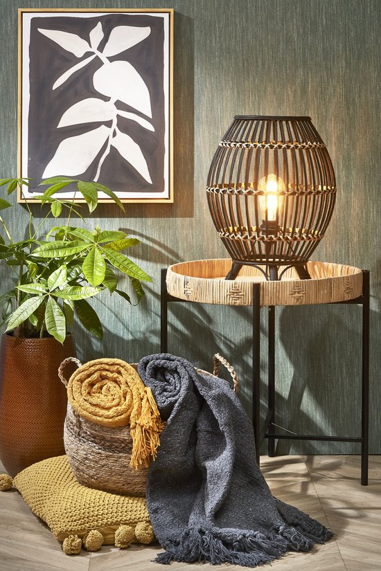 Mica Decorations Kaj Bijzettafel - H51 x Ø45 cm - Rotan - Bruin