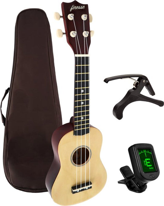 Finesse Ukelele - Starterset - 21" - Ukulele - Speelgoed Gitaar - Kind - Muziekinstrument - Houtkleurig
