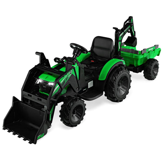 Coast Elektrische Tractor voor kinderen - 12V - Met afstandsbediening - Max. 30 kg - Groen