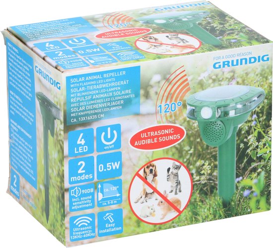 Grundig solar ultrasone ongedierteverjager - met bewegingssensor - incl. 4 x AA