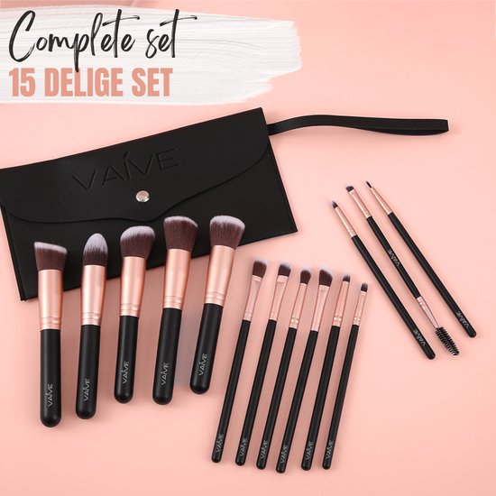 VAIVE Make Up Kwasten Set - Foundation Kwast - Oogschaduw Borstels - Poederkwast - Makeup Kwasten - Kwastensets - Wenkbrauw Borstel