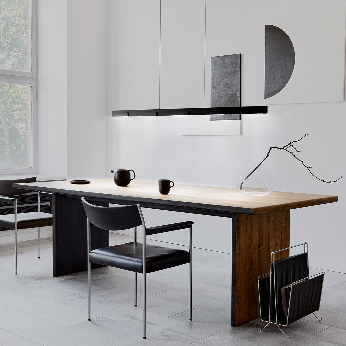 Hanglamp Bloc 3296ZW Zwart Hoogteinstelbaar van Glas en Metaal - Steinhauer, 120 cm met LED Module en Dimbaarheid