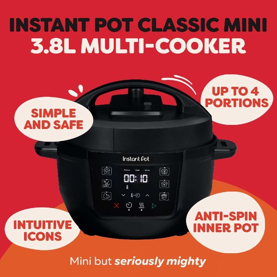 Instant Pot Classic Mini 3,8L Multicooker Black Pepper - 7-in-1 Snelkookpan - Slowcooker - Stomer - Sauteren - Yoghurtmaker - Tot 4 Porties - Compact Design - Tot 80% Energiebesparing