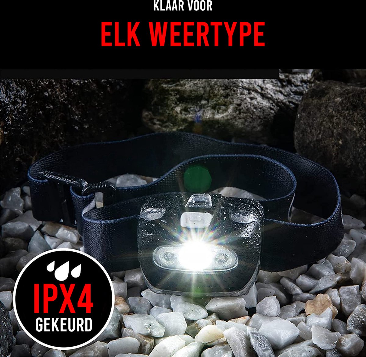 Podec® Militaire Hoofdlamp – IPX4 Waterdicht – Lichtgewicht LED Hoofdlamp met Wit & Rood Licht – 7 Lichtstanden – Verstelbaar – Outdoor & Survival – 50m Bereik