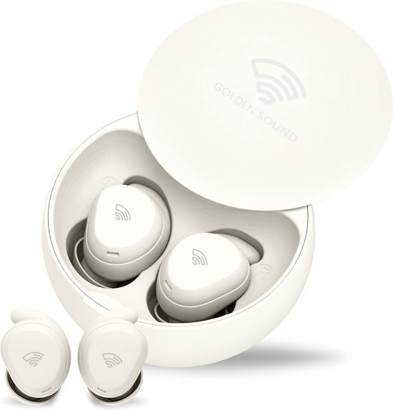 Golden Sound Oordopjes slapen - Draadloze oordopjes - Oortjes draadloos - Sleep Plugs - Active Noise Cancelling 24dB - Slaap oordopjes - Geschikt voor elke laptop en smartphone - Wit