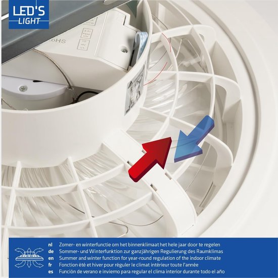 LED’s Light plafondventilator met verlichting 48 cm – Ventilatiesnelheid en bediening met afstandsbediening - Plafondlampen met Ventilator & Lamp - Zwart