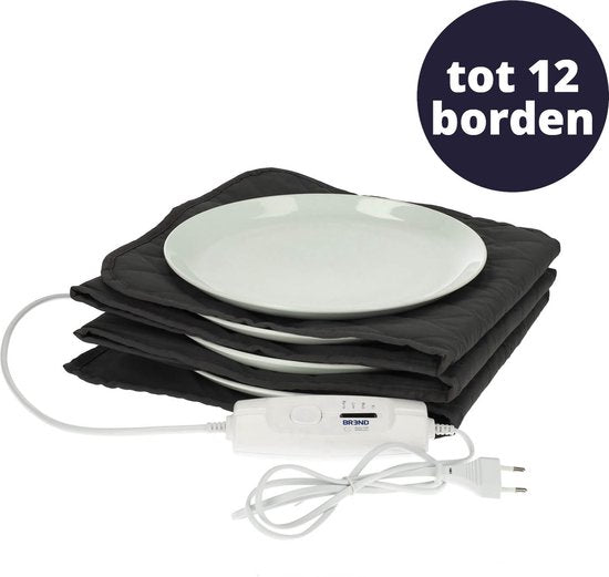BREND BR-2209 Elektrische Bordenwarmer tot 12 Borden - 4 Temperatuurniveaus tot 70°C - Wasbare Hoes - Warmhoudplaat - Antraciet