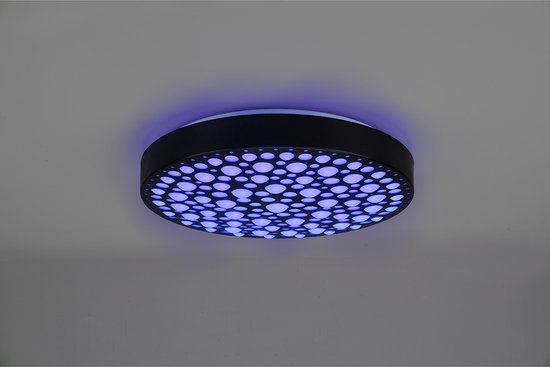 Reality - LED Plafondlamp - Plafondverlichting - 22W - Aanpasbare Kleur - RGB - Afstandsbediening - Dimbaar - Rond - Zwart - Kunststof