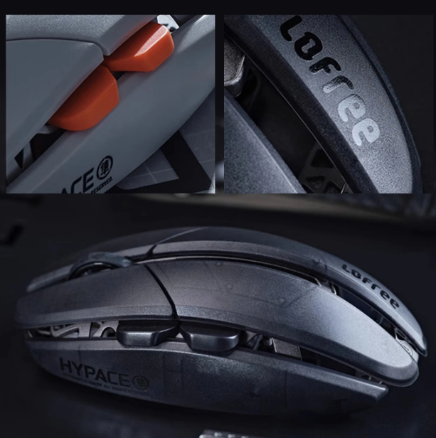 Lofree Hypace Bluetooth Mouse – Magnesium Alloy Frame + PC Shell, Tri-Mode Connection (Bluetooth / 2.4G / Wired), PAW3950 Laser Sensor, Light Gray, OE923