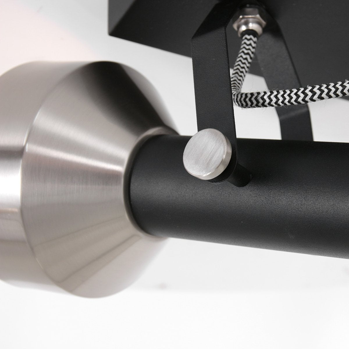 Spot plafondlamp Acier 3338ZW Zwart 2 x E27 fitting, Draaibaar en kantelbaar, Kunststof en Metaal, Modern, Mexlite