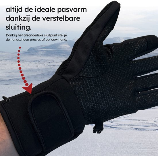 Saaf Light Verwarmde Handschoenen – Oplaadbaar – 3 Warmtestanden tot 68°C – Water- en Winddicht – Touchscreen Tip – Zwart – Maat L