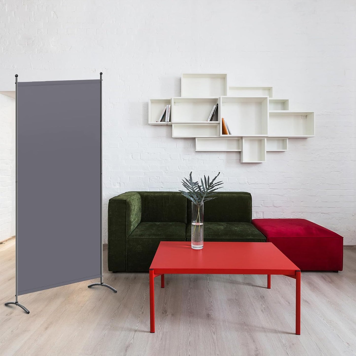 Angel Living Paravent – 1-delig Kamerscherm & Ruimteverdeler – Inkijkbescherming voor Kantoor, Balkon, Slaapkamer & Tuin – Grijs – 80 x 180 cm