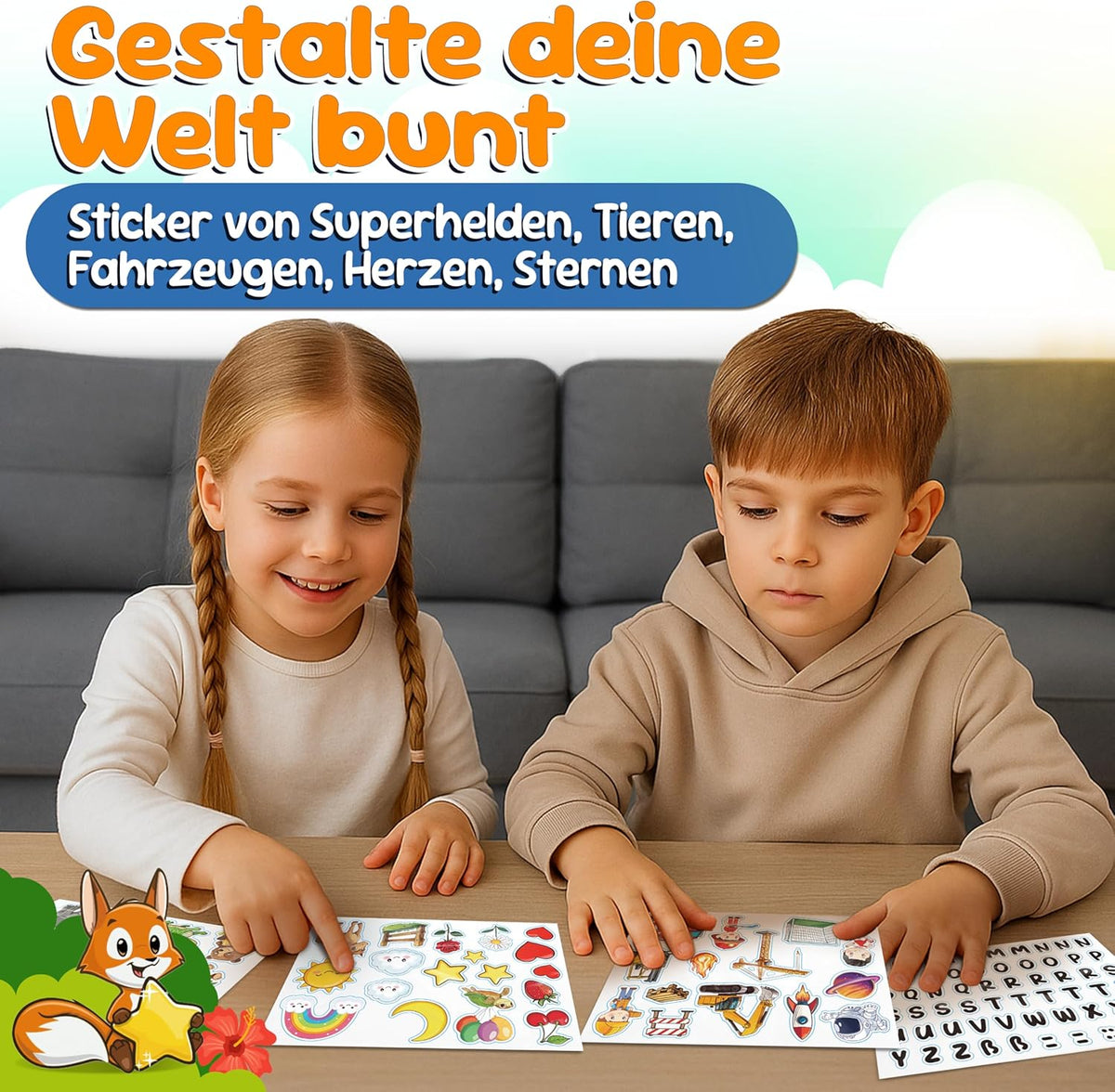 Funkelfuchs stickerset - jongens - 6 vellen