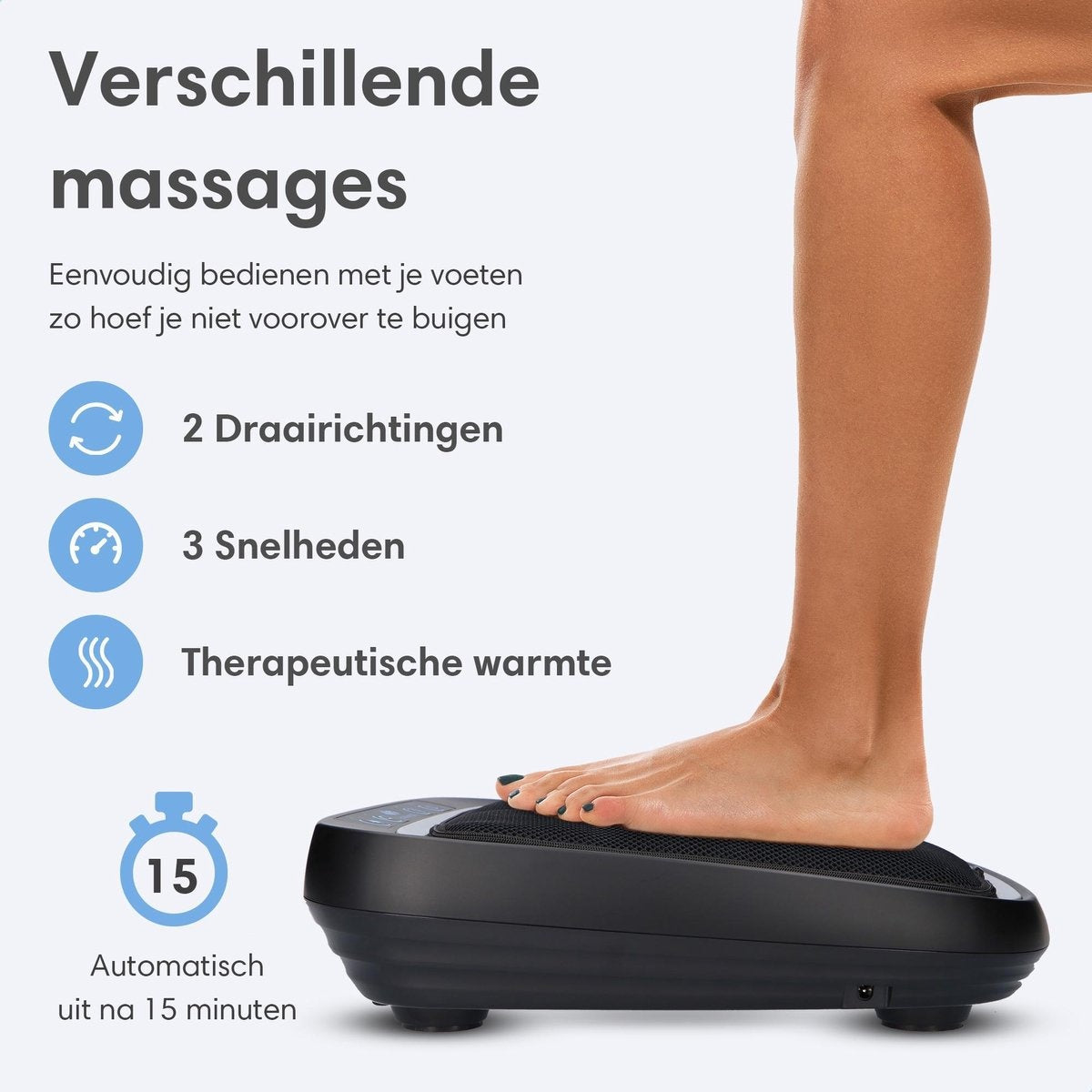 Shiatsu Voetmassage Apparaat - 3 Snelheidsstanden - Warmtefunctie - Afneembare Hoes - Zwart