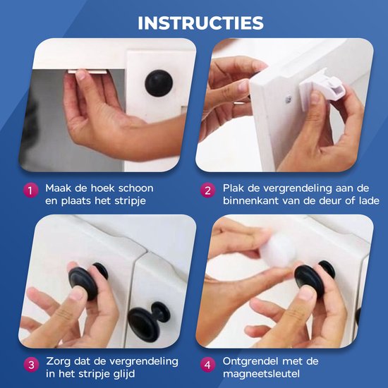 Roegaarden Kinderslot Kastjes - Kastbeveiliging Voor Kinderen - Kinderslot magneet - 4 stuks