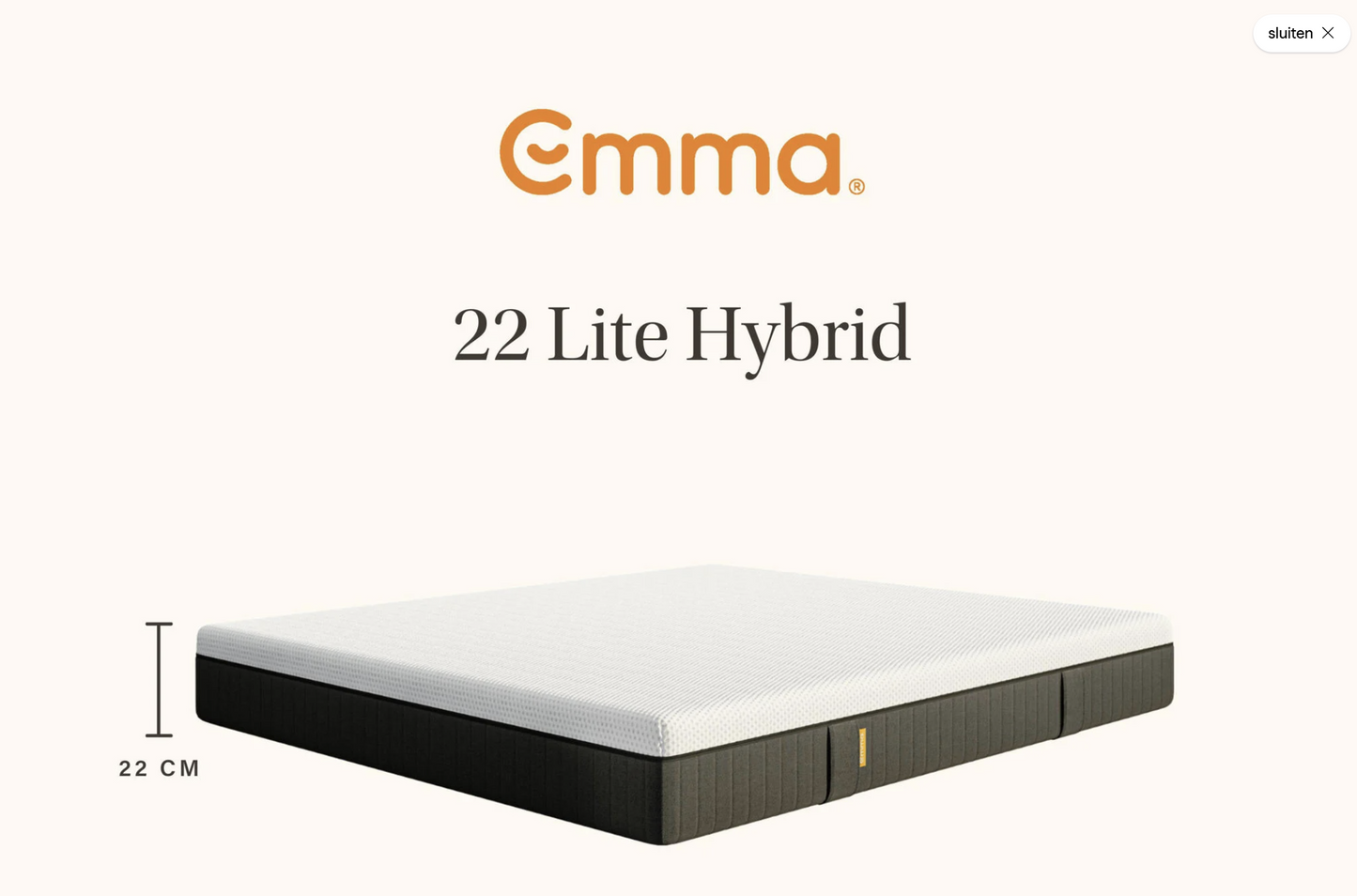 Emma Sleep 22 Lite Hybrid Matras - 80 x 200 cm – 7-Zone Pocketvering & Duurzaam SupportBase Schuim