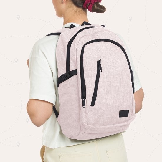 TRVLMORE Rugtas - 25L - 15,6 Inch - Laptop Rugzak met USB - Schooltas - Heren en Dames - Tas Roze