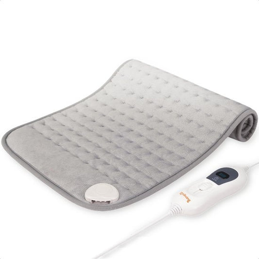 Goliving Warmtekussen – Warmte Kussen Voor Nek en Schouder – 3 Warmtestanden – Timer–functie – Machinewasbaar – 100 Watt – Fleece – 30 x 60 cm – Grijs