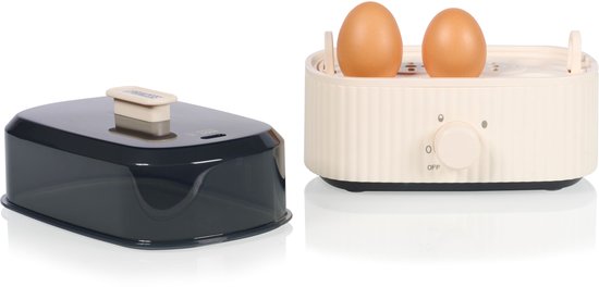 Princess Eierkoker Wave 262047 - 6 eieren - 300 W - Retro - Zwart - Beige