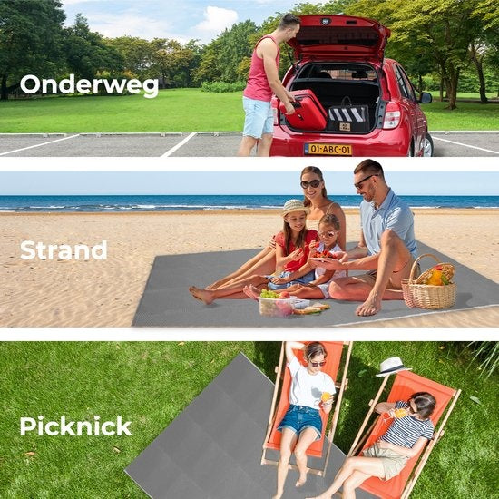 LifeGoods Buitenkleed - 120x180CM - Vloerkleed - Tuintapijt - Incl. Draagtas - Grijs