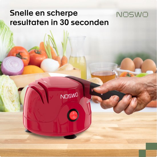 Noswo Elektrische Messenslijper - Multifunctioneel - Geschikt voor Messen, Schroevendraaiers en Scharen - Anti Slip - Rood