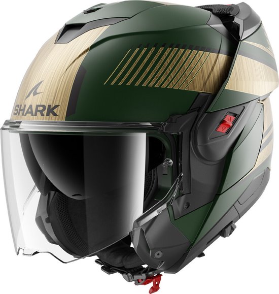 SHARK Oxo Sikter Mat Groen Chrome Goud GUQ Systeemhelm - Maat XL - Helm