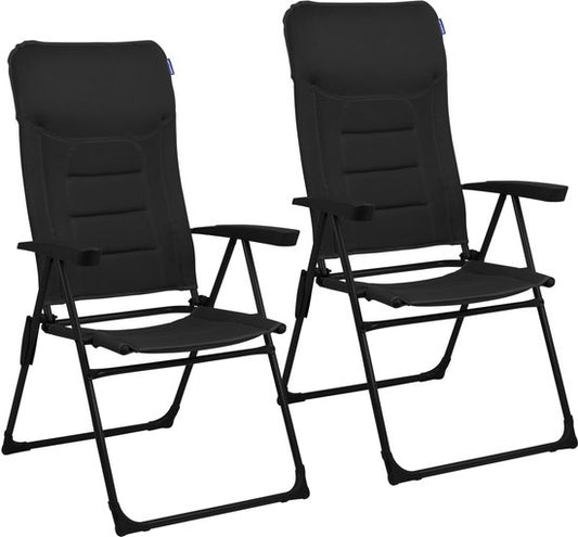 TRVLMORE Campingstoel - 7 standen - Duo Pack - 120 kg draagvermogen - Ligstand - Inklapbare stoel - Klapstoel - Zwart