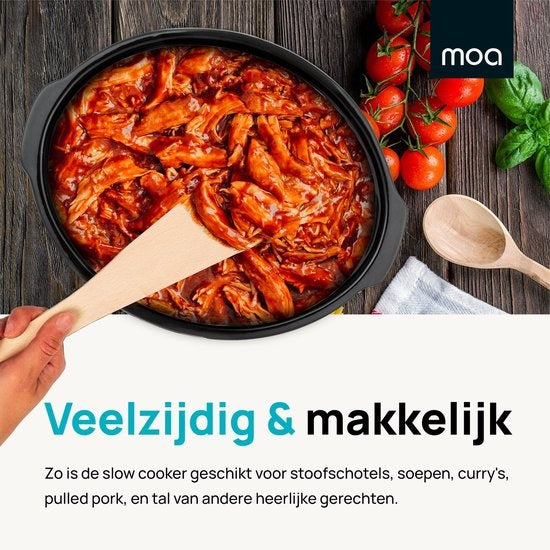 MOA Slowcooker - 6,5 liter - Keramische Binnenpan - Zwart - SC65B