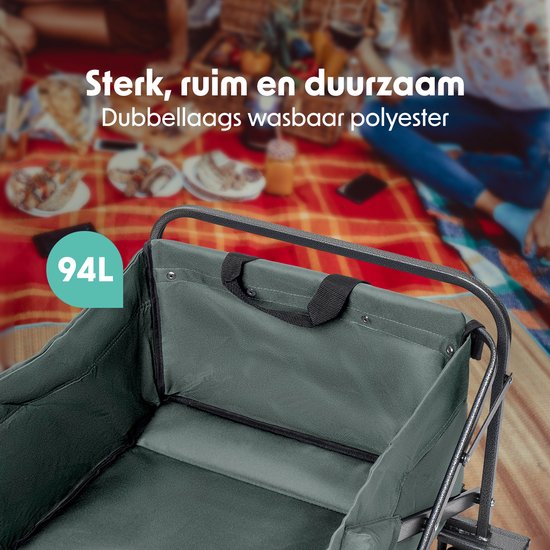 LifeGoods Bolderkar - Opvouwbaar - 80KG Draagkracht - 94L - Wasbaar Polyester - Groen