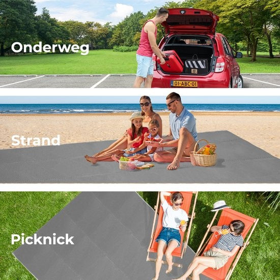 LifeGoods Buitenkleed - 274x350CM - Vloerkleed - Tuintapijt - Buitentapijt - Incl. Draagtas - Grijs