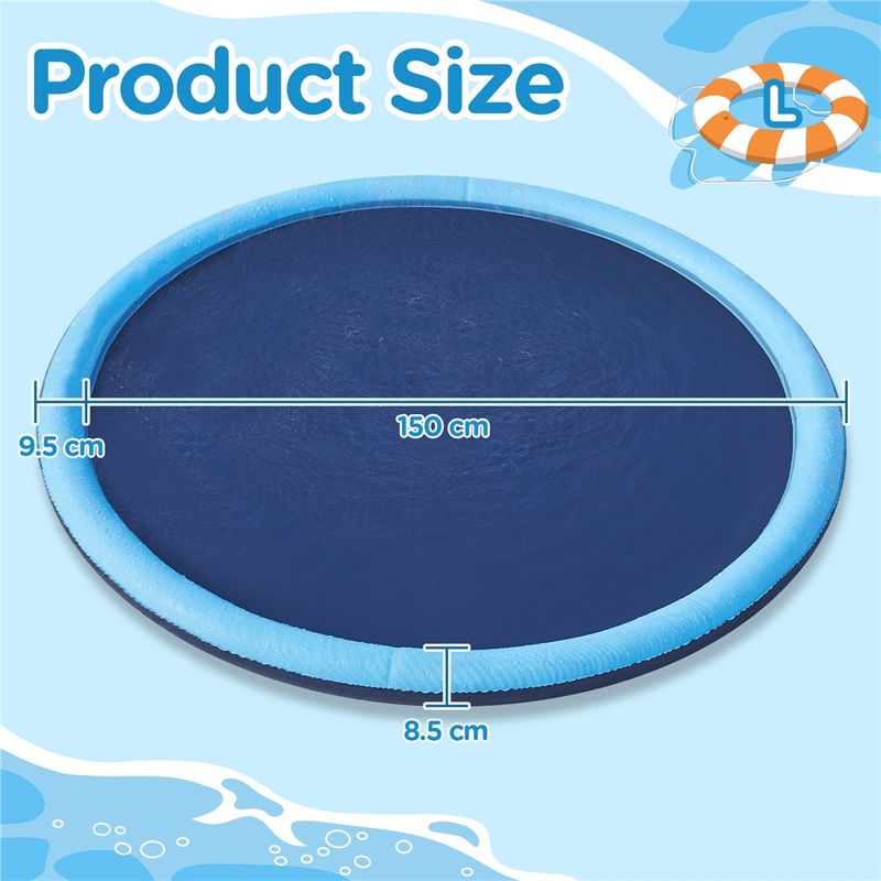 Yaheetech hondenbad 150 cm - opvouwbaar sproeibad met waterstralen - antislip PVC - blauw