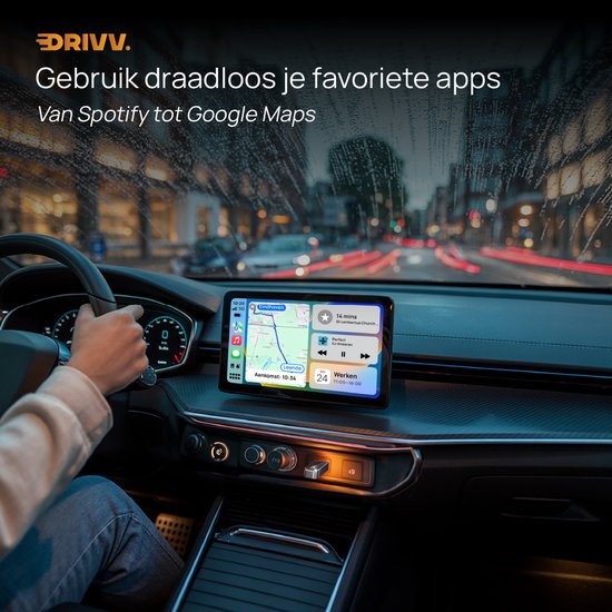 Drivv. 2-in-1 CarPlay Dongle - USB-C & USB-A Aansluiting - Draadloos CarPlay - Wireless CarPlay - Zwart