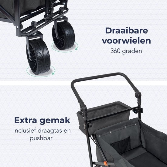 LifeGoods Bolderkar - Opvouwbaar - Tot 120KG - 90L - Wasbaar Polyester - 120x80cm - Grijs