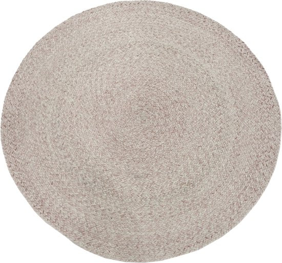 AXI Corfu Buitenkleed – Rond – Ø 180 cm – Beige / Rosé – Buitenkleed – Buitentapijt – Weer- en UV-bestendig – Plat geweven – Tuintapijt – Voor binnen en buiten - Handgeweven