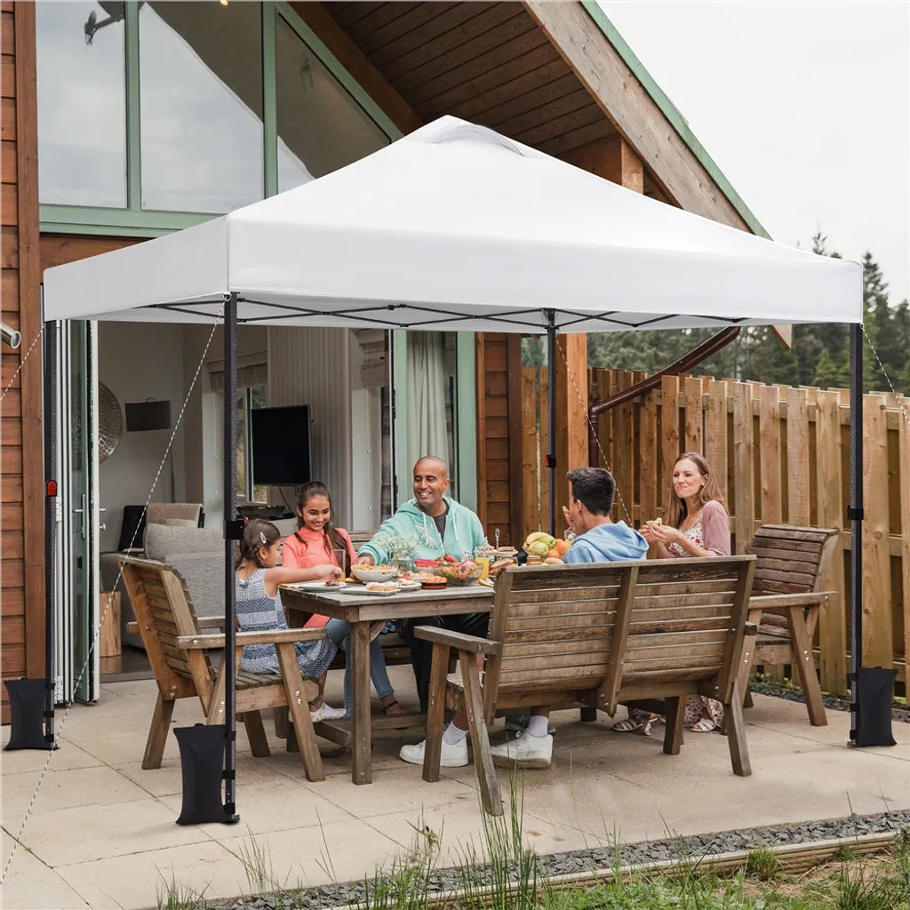 Yaheetech Opvouwbare Partytent 3 x 3 m - Wit - Waterdicht - Verstelbare Hoogte - UV50+ - Inclusief Draagtas en 4 Zandzakken