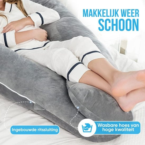 Avalo Zwangerschapskussen 5XL - 330CM - Afneembare Hoes - Zijslaapkussen / Body Pillow / Lichaamskussen / Voedingskussen